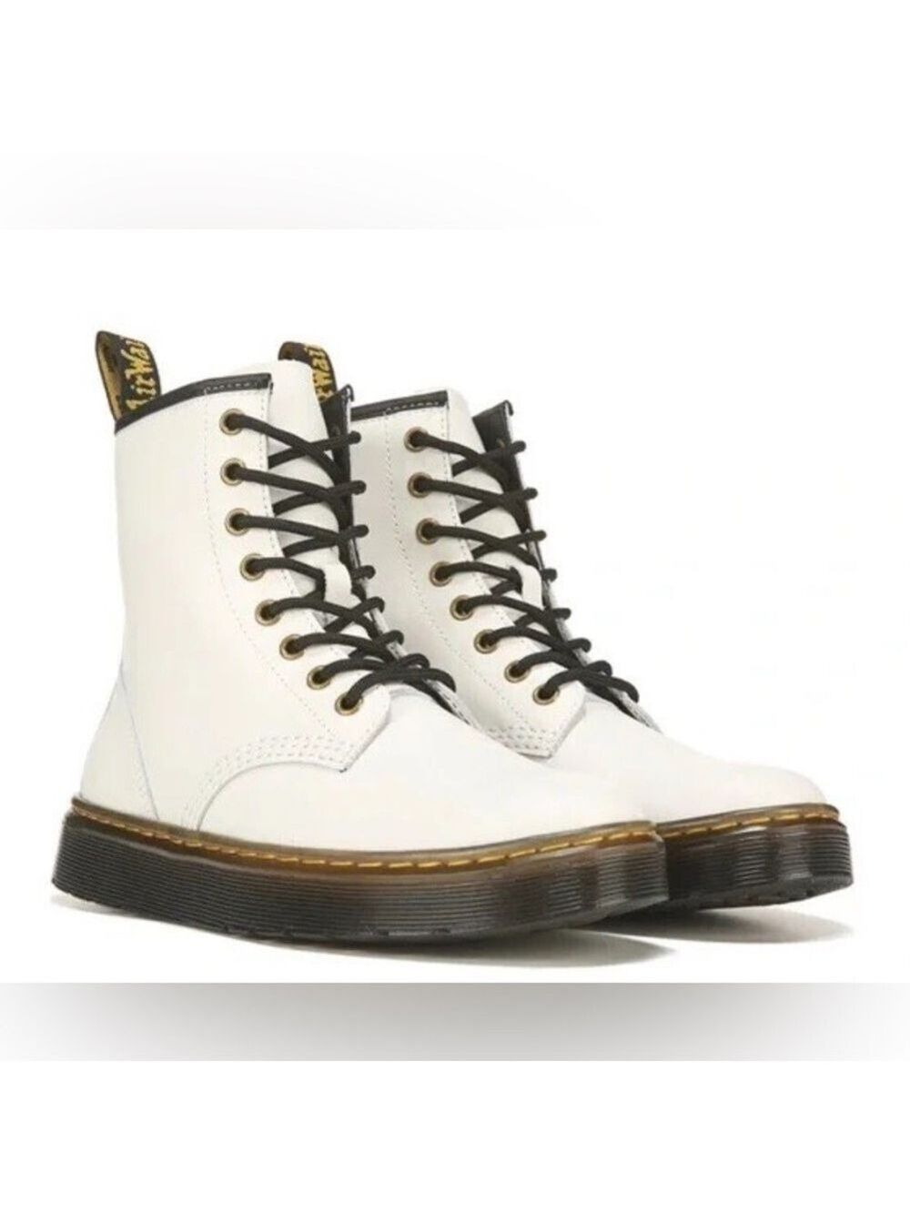 Dr. Martens Zavala White Leather Combat Boots Size 7